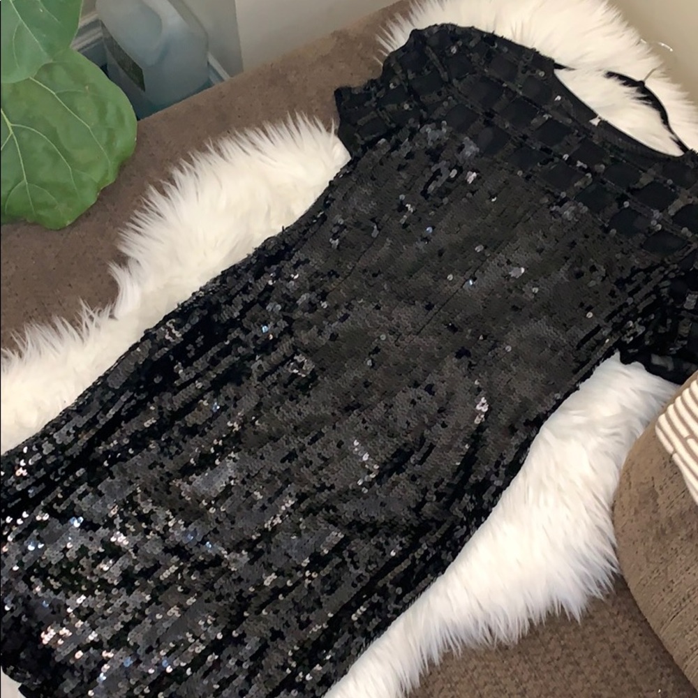 A.J. Bari Black Sequin Dress
